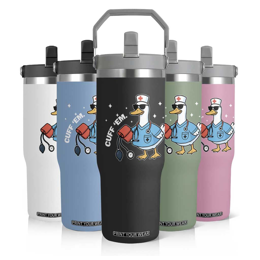Goose Nurse Flip Straw Tumbler Cuff Em Cute Nursing Graduation Gift TS10 Print Your Wear
