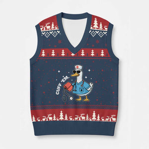 Goose Nurse V-Neck Knit Sweater Vest Cuff Em Cute Nursing Graduation Gift TS10 Navy Red Print Your Wear
