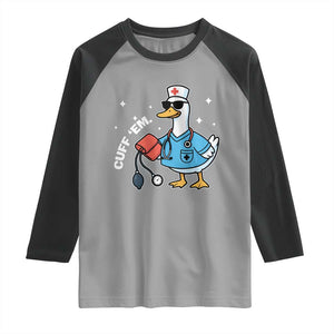 Goose Nurse Raglan Shirt Cuff Em Cute Nursing Graduation Gift TS10 Sport Gray Black Print Your Wear
