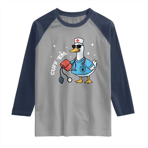 Goose Nurse Raglan Shirt Cuff Em Cute Nursing Graduation Gift TS10 Sport Gray Navy Print Your Wear