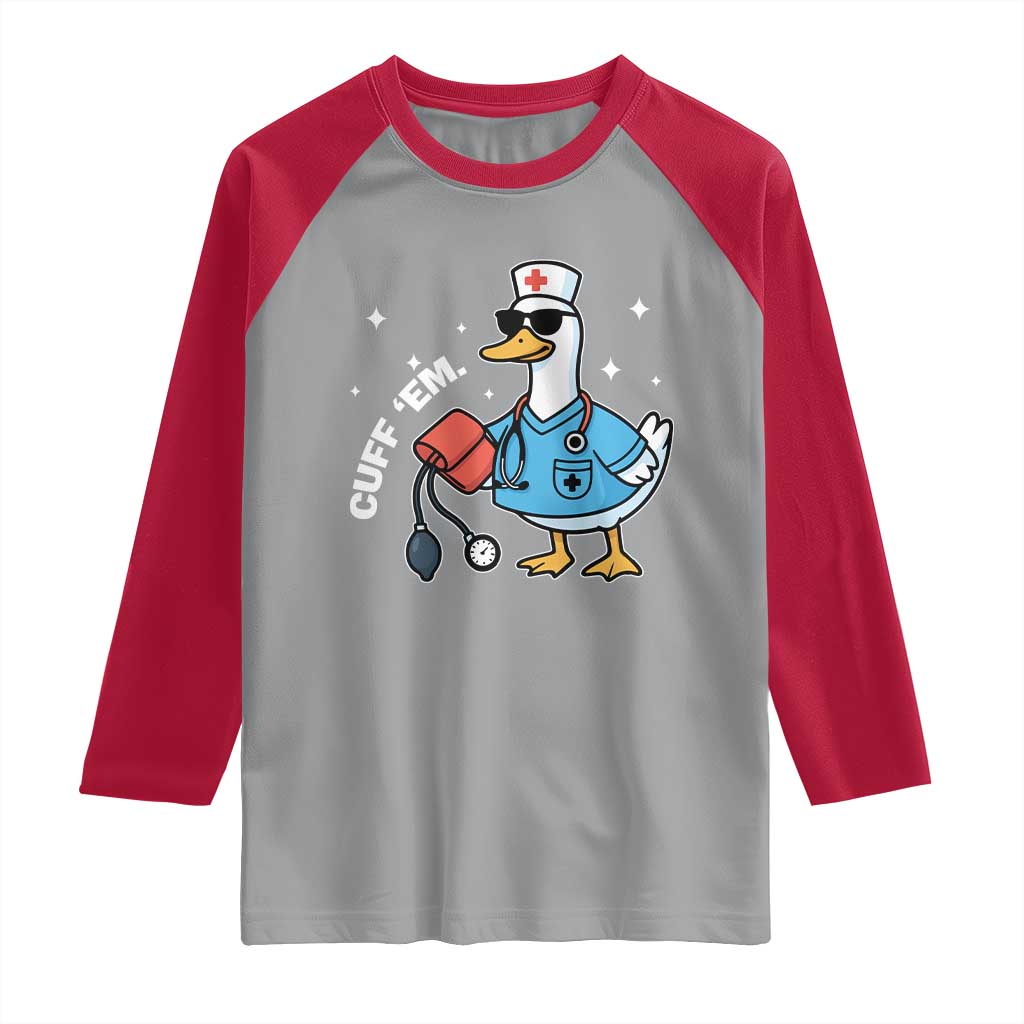 Goose Nurse Raglan Shirt Cuff Em Cute Nursing Graduation Gift TS10 Sport Gray Red Print Your Wear