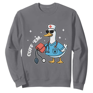 Goose Nurse Sweatshirt Cuff Em Cute Nursing Graduation Gift TS10 Charcoal Print Your Wear