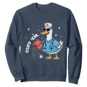 Goose Nurse Sweatshirt Cuff Em Cute Nursing Graduation Gift TS10 Navy Print Your Wear