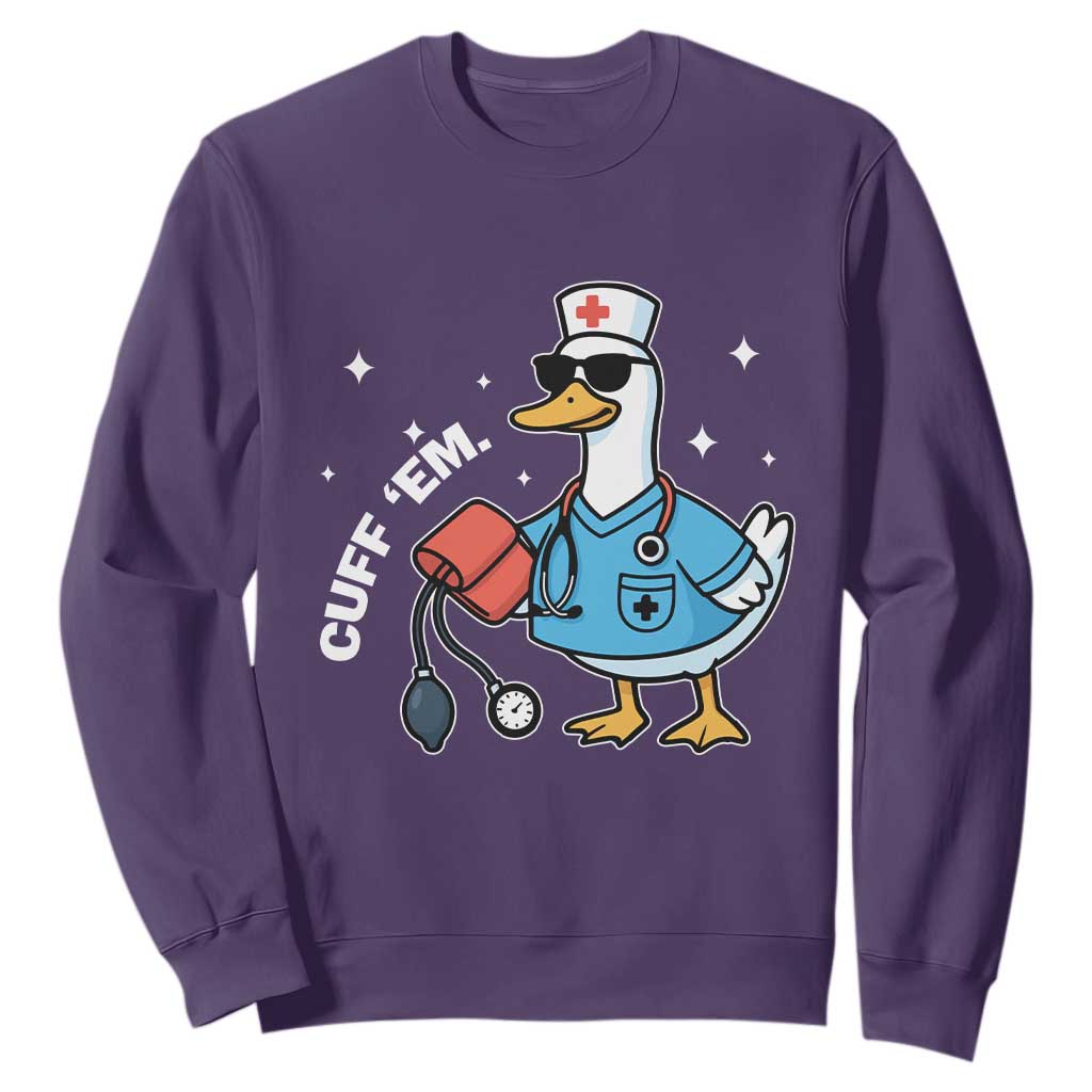 Goose Nurse Sweatshirt Cuff Em Cute Nursing Graduation Gift TS10 Purple Print Your Wear