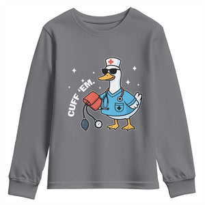 Goose Nurse Youth Sweatshirt Cuff Em Cute Nursing Graduation Gift TS10 Charcoal Print Your Wear