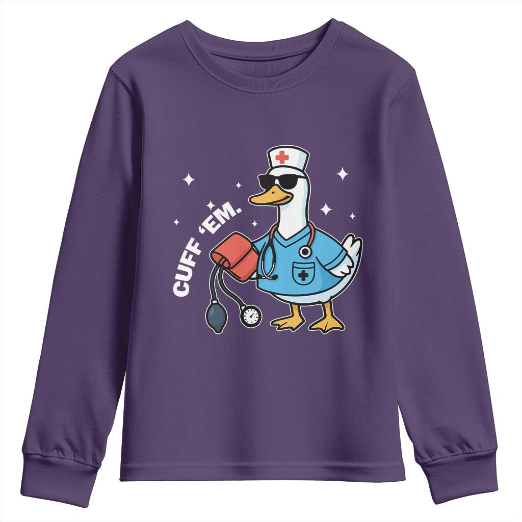 Goose Nurse Youth Sweatshirt Cuff Em Cute Nursing Graduation Gift TS10 Purple Print Your Wear