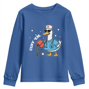 Goose Nurse Youth Sweatshirt Cuff Em Cute Nursing Graduation Gift TS10 Royal Blue Print Your Wear