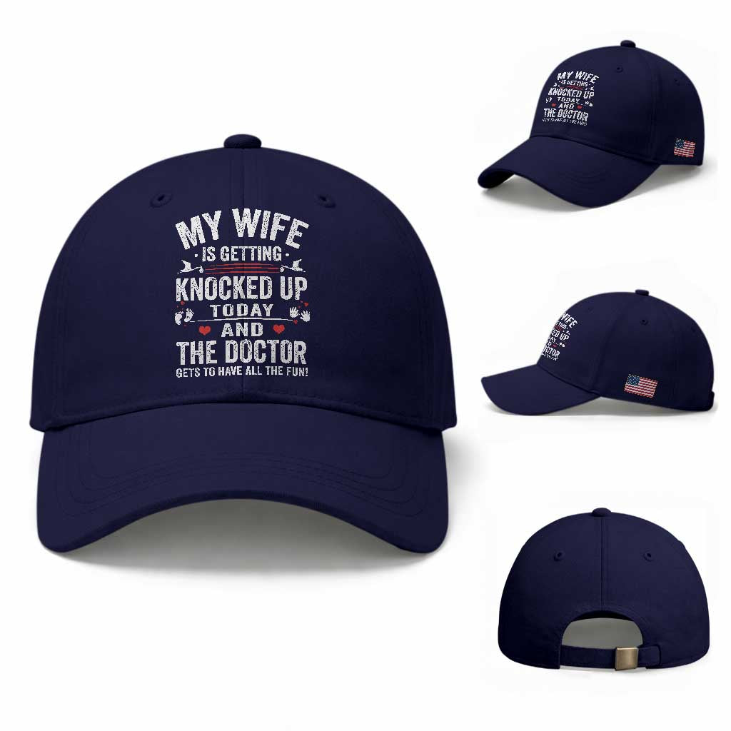 IVF Dad Baseball Cap Wife Knocked Up For Embryo Transfer Day TS10 Baseball Cap Universal Fit Dark Blue Print Your Wear