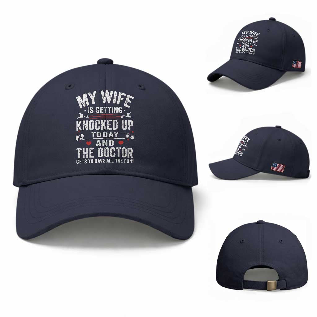 IVF Dad Baseball Cap Wife Knocked Up For Embryo Transfer Day TS10 Baseball Cap Universal Fit Navy Print Your Wear