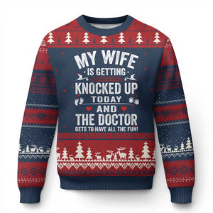 IVF Dad Ugly Christmas Sweater Wife Knocked Up For Embryo Transfer Day TS10 Navy Red Print Your Wear