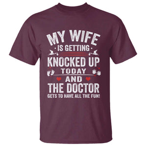IVF Dad T Shirt Wife Knocked Up For Embryo Transfer Day TS10 Maroon Print Your Wear