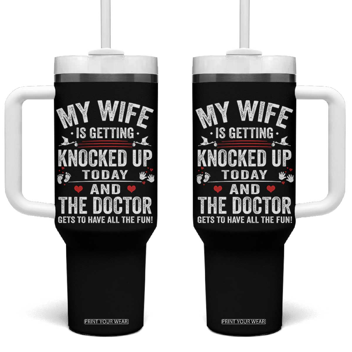 IVF Dad Tumbler With Handle Wife Knocked Up For Embryo Transfer Day TS10 One Size: 40 oz Black Print Your Wear