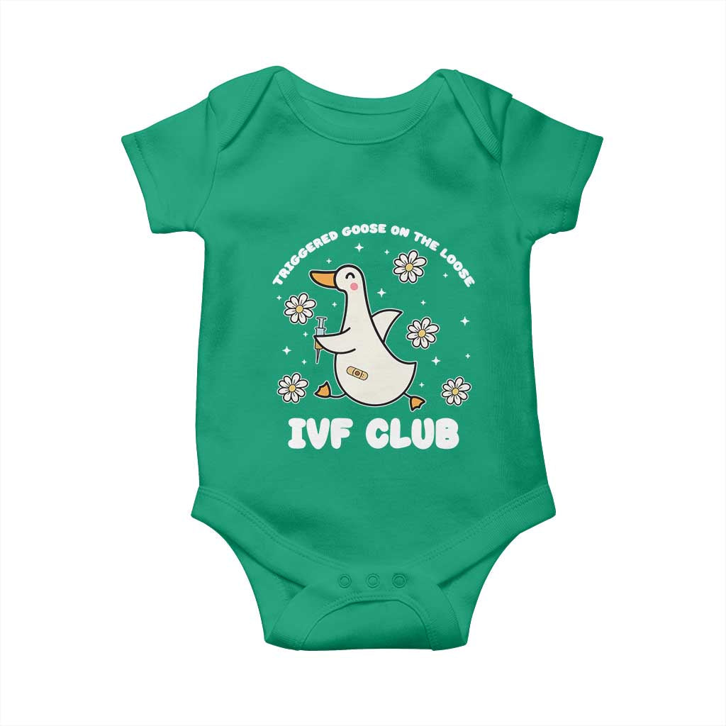 Funny IVF Baby Onesie Triggered Goose On The Loose Infertility Support Gift TS10 Irish Green Print Your Wear
