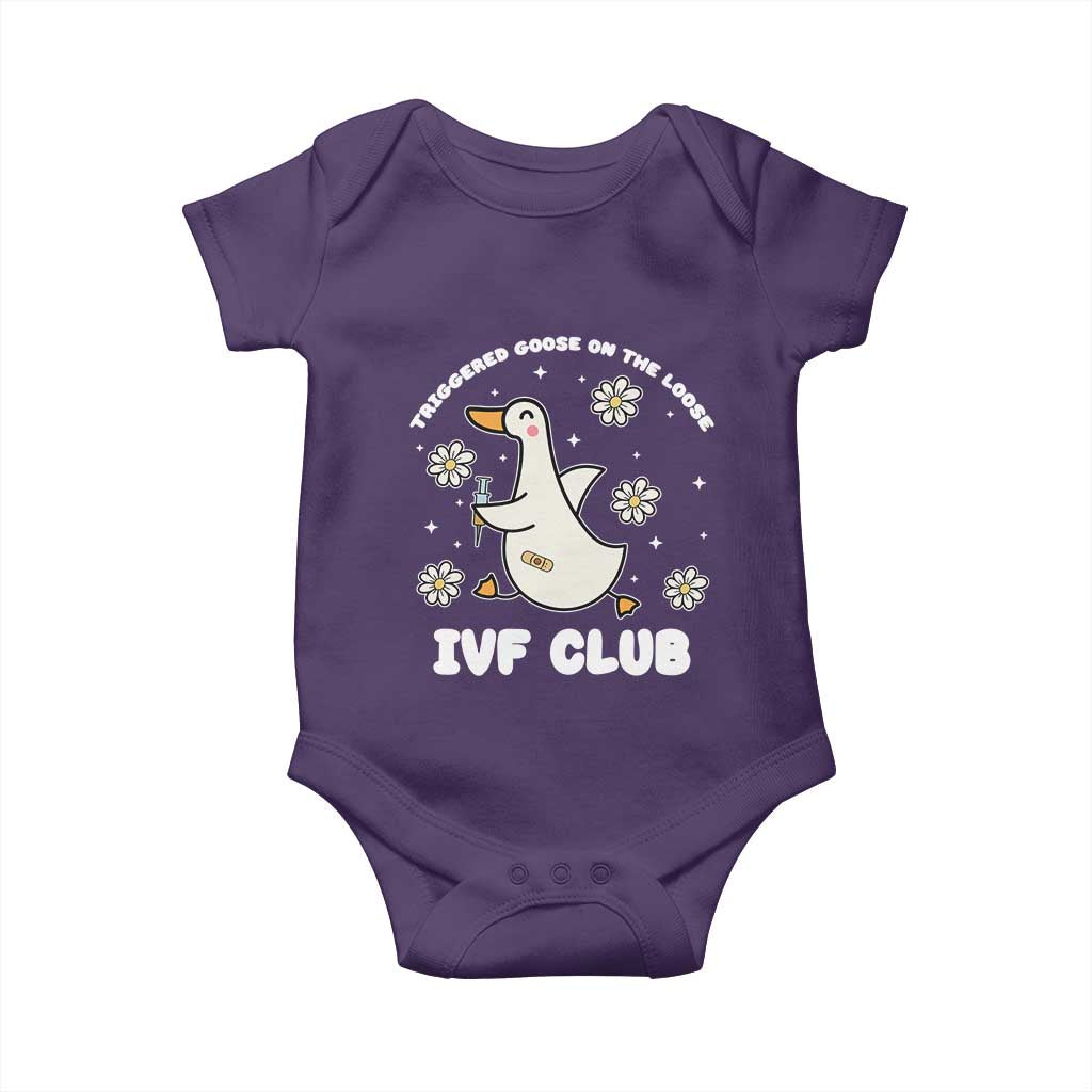 Funny IVF Baby Onesie Triggered Goose On The Loose Infertility Support Gift TS10 Purple Print Your Wear