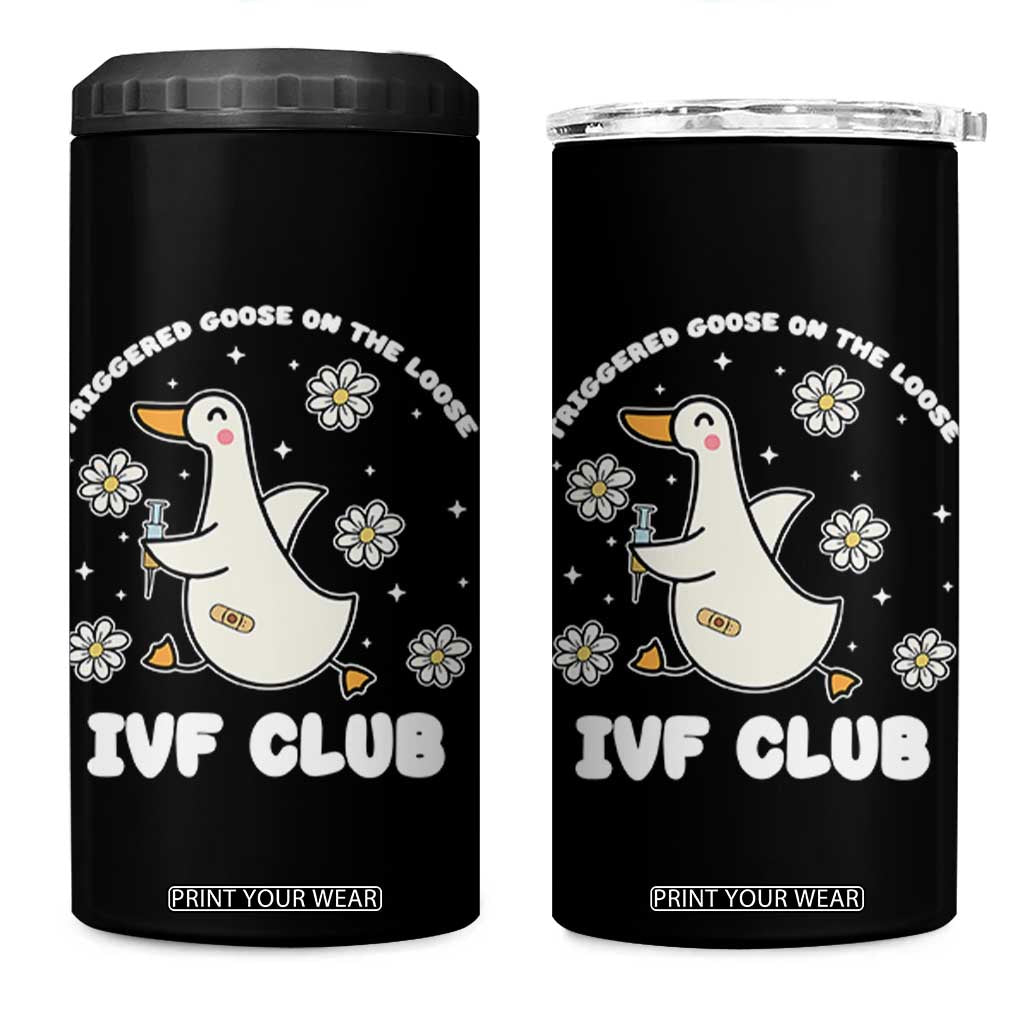 Funny IVF 4 in 1 Can Cooler Tumbler Triggered Goose On The Loose Infertility Support Gift TS10 One Size: 16 oz Black Print Your Wear