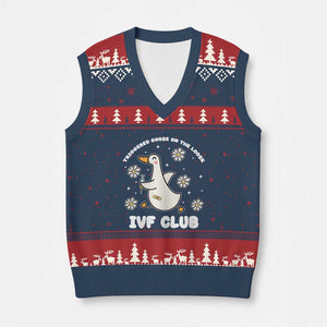 Funny IVF V-Neck Knit Sweater Vest Triggered Goose On The Loose Infertility Support Gift TS10 Navy Red Print Your Wear