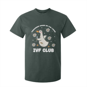 Funny IVF T Shirt For Kid Triggered Goose On The Loose Infertility Support Gift TS10 Dark Forest Green Print Your Wear