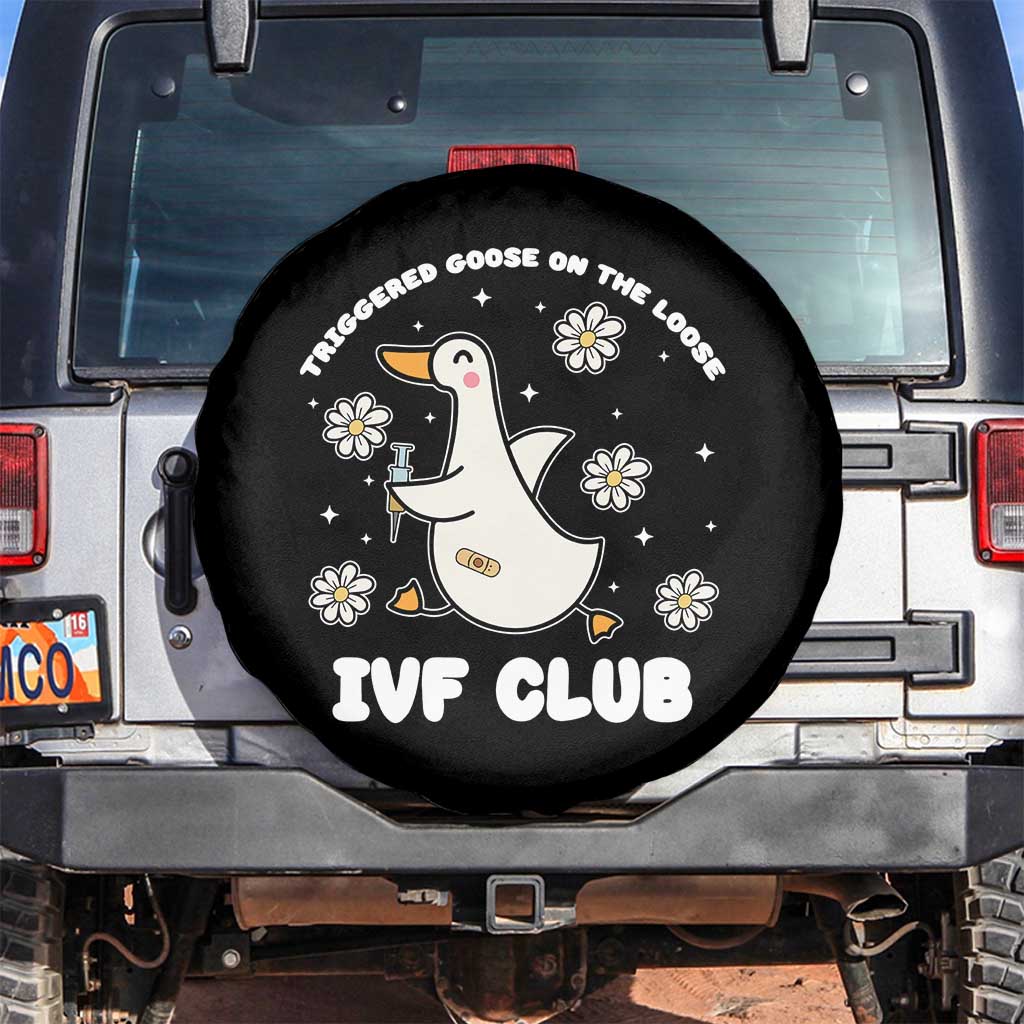Funny IVF Spare Tire Cover Triggered Goose On The Loose Infertility Support Gift TS10 No hole Black Print Your Wear