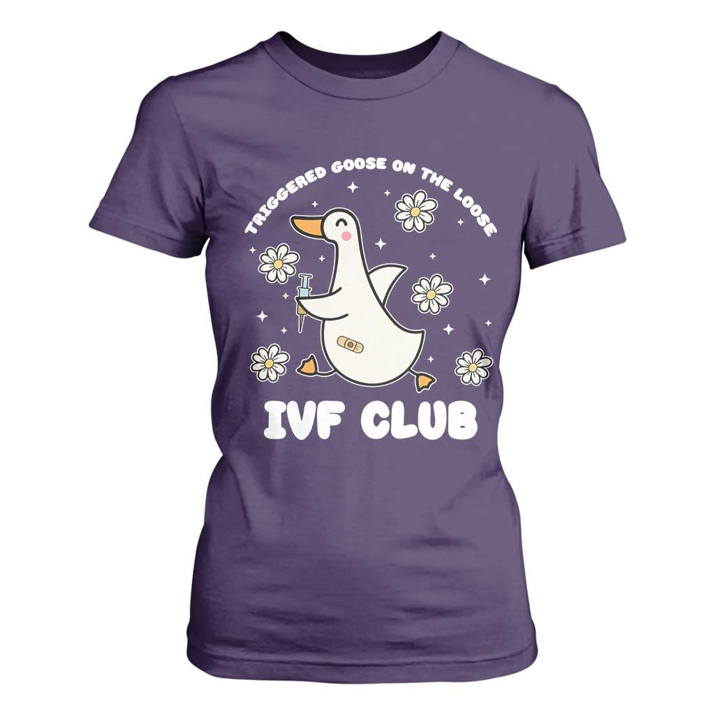 Funny IVF T Shirt For Women Triggered Goose On The Loose Infertility Support Gift TS10 Purple Print Your Wear