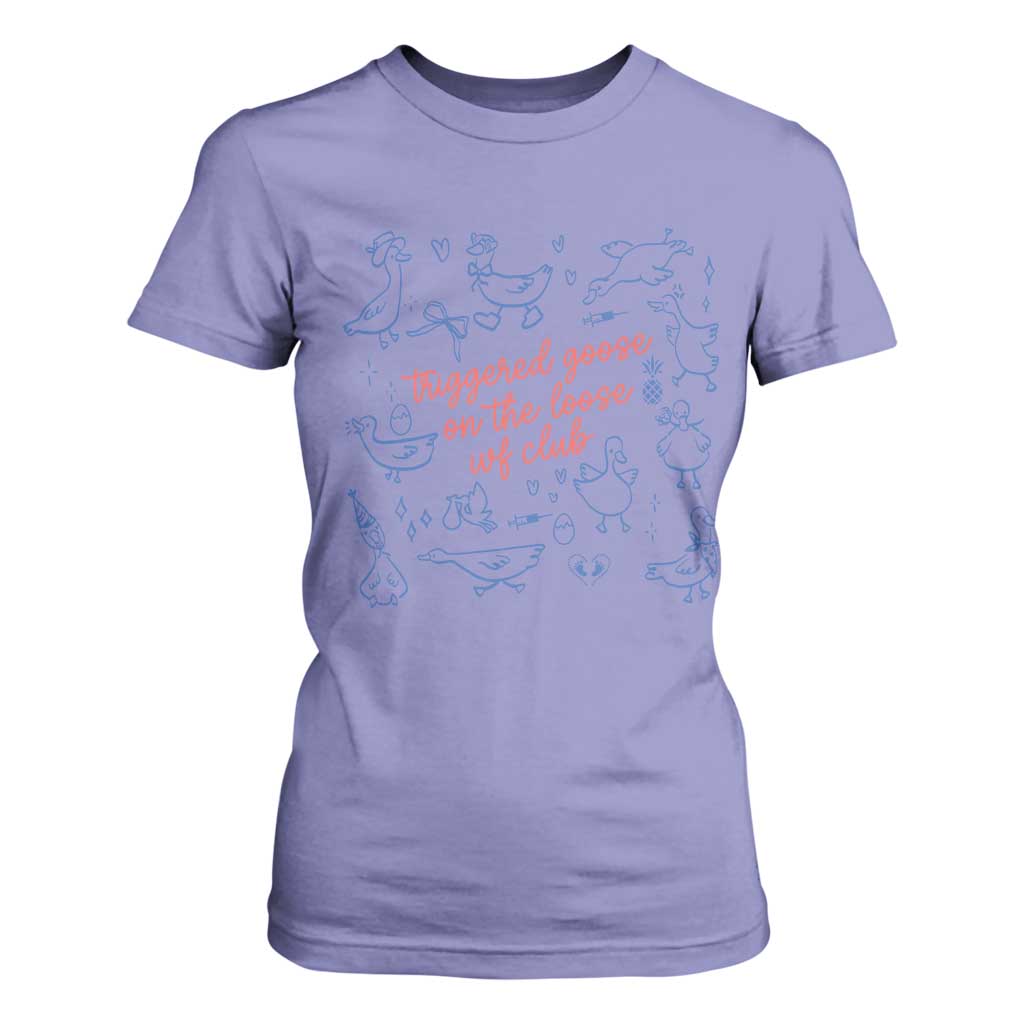 Funny IVF T Shirt For Women Triggered Goose On The Loose Infertility Support TS10 Violet Print Your Wear