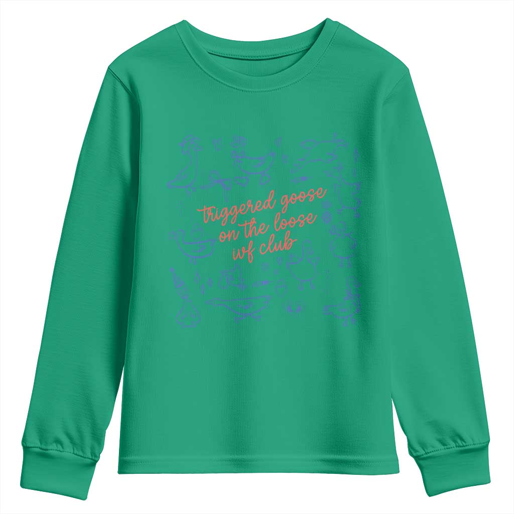 Funny IVF Youth Sweatshirt Triggered Goose On The Loose Infertility Support TS10 Irish Green Print Your Wear