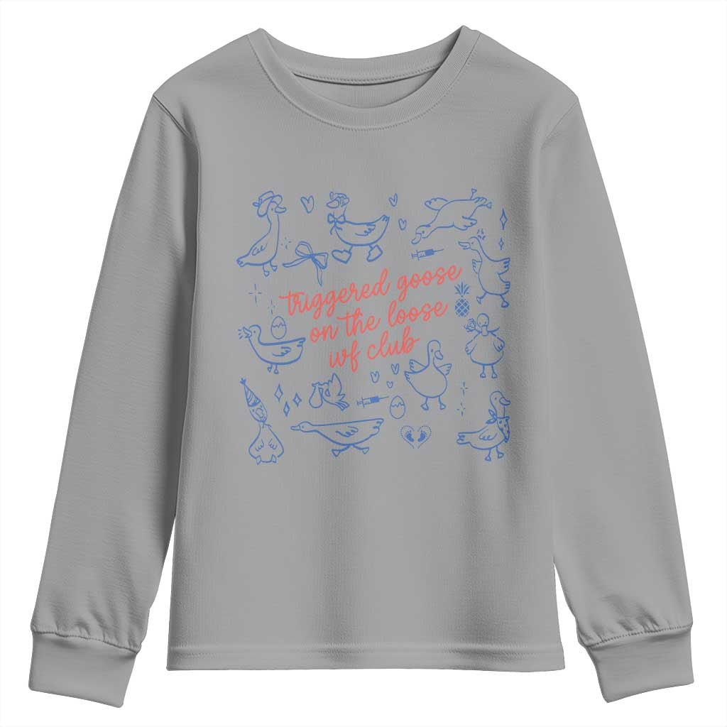 Funny IVF Youth Sweatshirt Triggered Goose On The Loose Infertility Support TS10 Sport Gray Print Your Wear