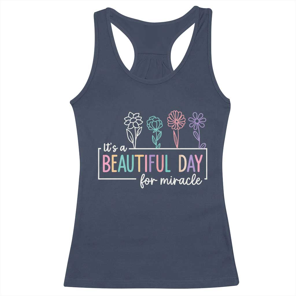 Its a Beautiful Day For IVF Miracle Racerback Tank Top Transfer Day Infertility Support Gift TS10 Navy Print Your Wear