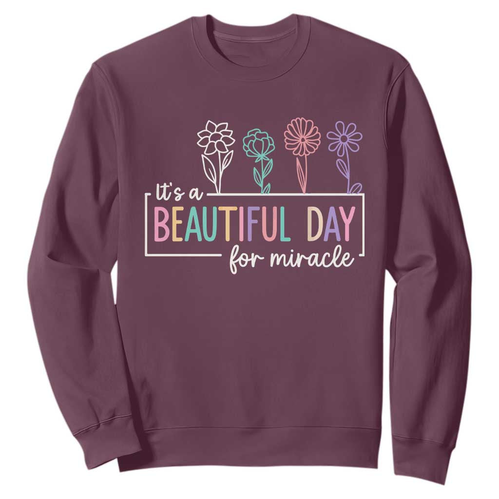 Its a Beautiful Day For IVF Miracle Sweatshirt Transfer Day Infertility Support Gift TS10 Maroon Print Your Wear