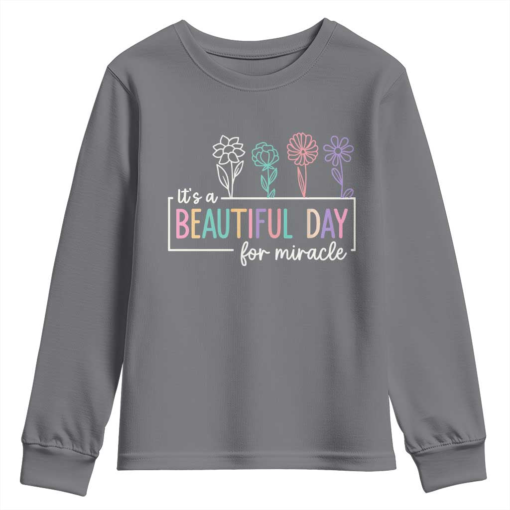 Its a Beautiful Day For IVF Miracle Youth Sweatshirt Transfer Day Infertility Support Gift TS10 Charcoal Print Your Wear