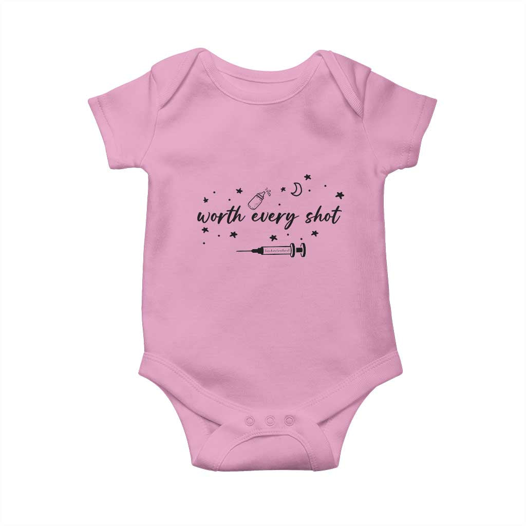 Worth Every Shot Baby Onesie IVF Baby Pregnancy Announcement TS10 Light Pink Print Your Wear