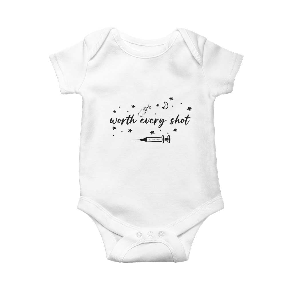 Worth Every Shot Baby Onesie IVF Baby Pregnancy Announcement TS10 White Print Your Wear