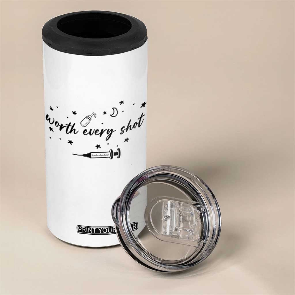 Worth Every Shot 4 in 1 Can Cooler Tumbler IVF Baby Pregnancy Announcement TS10 Print Your Wear