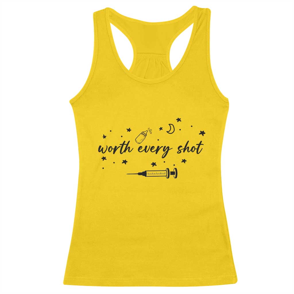 Worth Every Shot Racerback Tank Top IVF Baby Pregnancy Announcement TS10 Daisy Print Your Wear