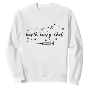 Worth Every Shot Sweatshirt IVF Baby Pregnancy Announcement TS10 White Print Your Wear