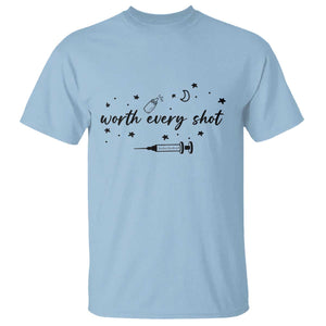 Worth Every Shot T Shirt IVF Baby Pregnancy Announcement TS10 Light Blue Print Your Wear