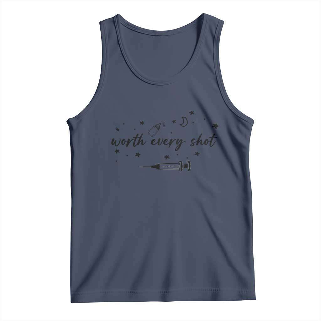Worth Every Shot Tank Top IVF Baby Pregnancy Announcement TS10 Navy Print Your Wear