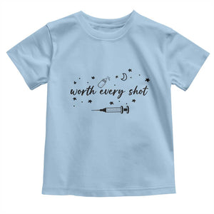Worth Every Shot Toddler T Shirt IVF Baby Pregnancy Announcement TS10 Light Blue Print Your Wear