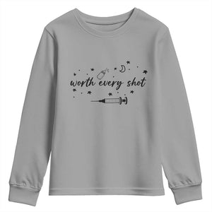 Worth Every Shot Youth Sweatshirt IVF Baby Pregnancy Announcement TS10 Sport Gray Print Your Wear
