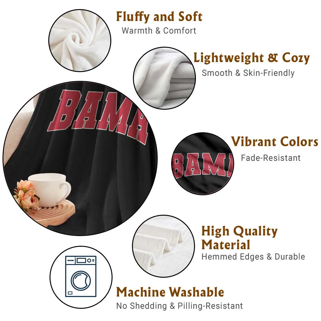 Vintage Bama Throw Blanket Retro Varsity Alabama Football Lover AL State TS10 Print Your Wear