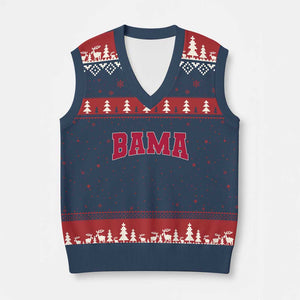 Vintage Bama V-Neck Knit Sweater Vest Retro Varsity Alabama Football Lover AL State TS10 Navy Red Print Your Wear