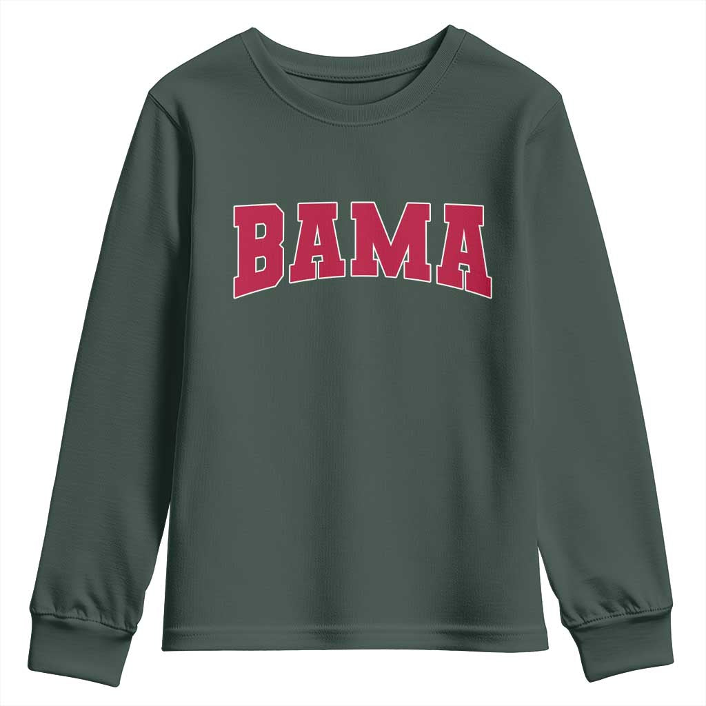 Vintage Bama Youth Sweatshirt Retro Varsity Alabama Football Lover AL State TS10 Dark Forest Green Print Your Wear