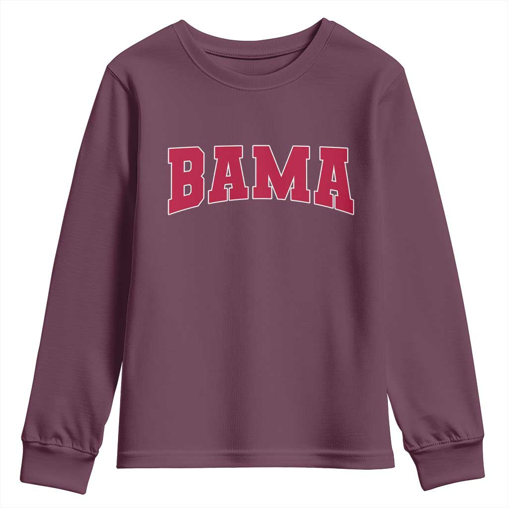 Vintage Bama Youth Sweatshirt Retro Varsity Alabama Football Lover AL State TS10 Maroon Print Your Wear