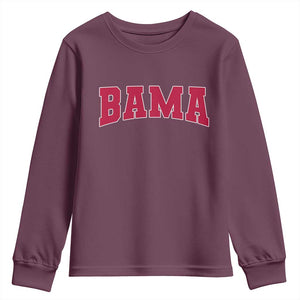 Vintage Bama Youth Sweatshirt Retro Varsity Alabama Football Lover AL State TS10 Maroon Print Your Wear