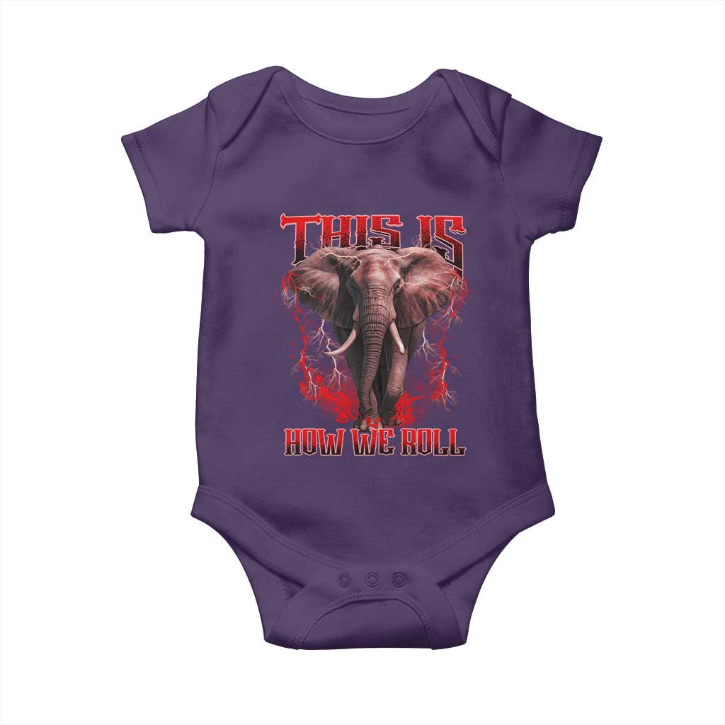Alabama Fan Baby Onesie This Is How We Roll Bama Mascot Game Day TS10 Purple Print Your Wear