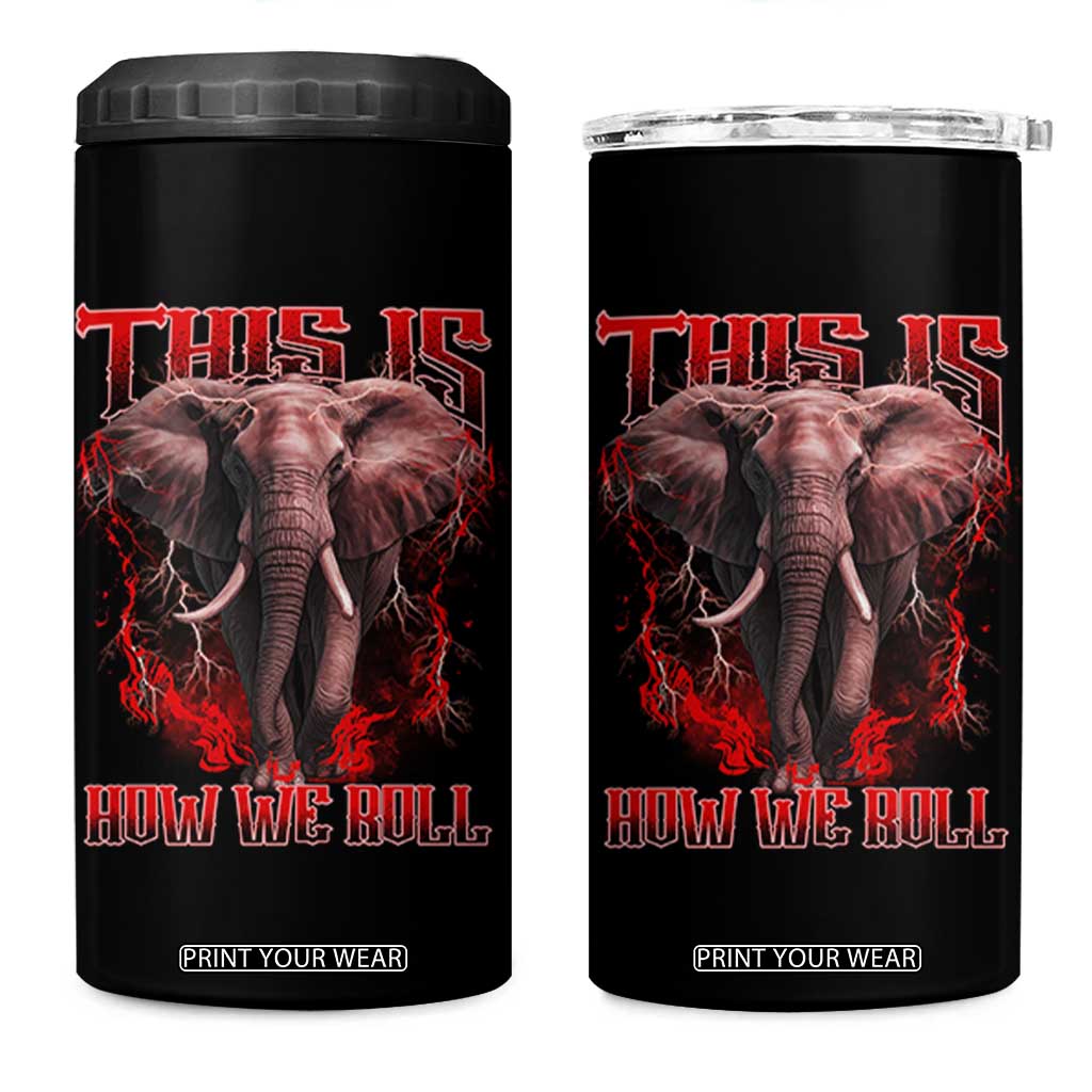 Alabama Fan 4 in 1 Can Cooler Tumbler This Is How We Roll Bama Mascot Game Day TS10 One Size: 16 oz Black Print Your Wear