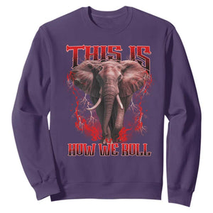 Alabama Fan Sweatshirt This Is How We Roll Bama Mascot Game Day TS10 Purple Print Your Wear