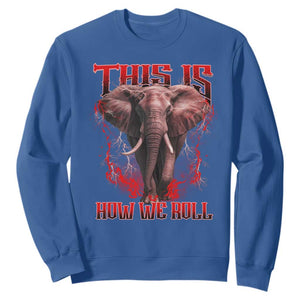 Alabama Fan Sweatshirt This Is How We Roll Bama Mascot Game Day TS10 Royal Blue Print Your Wear