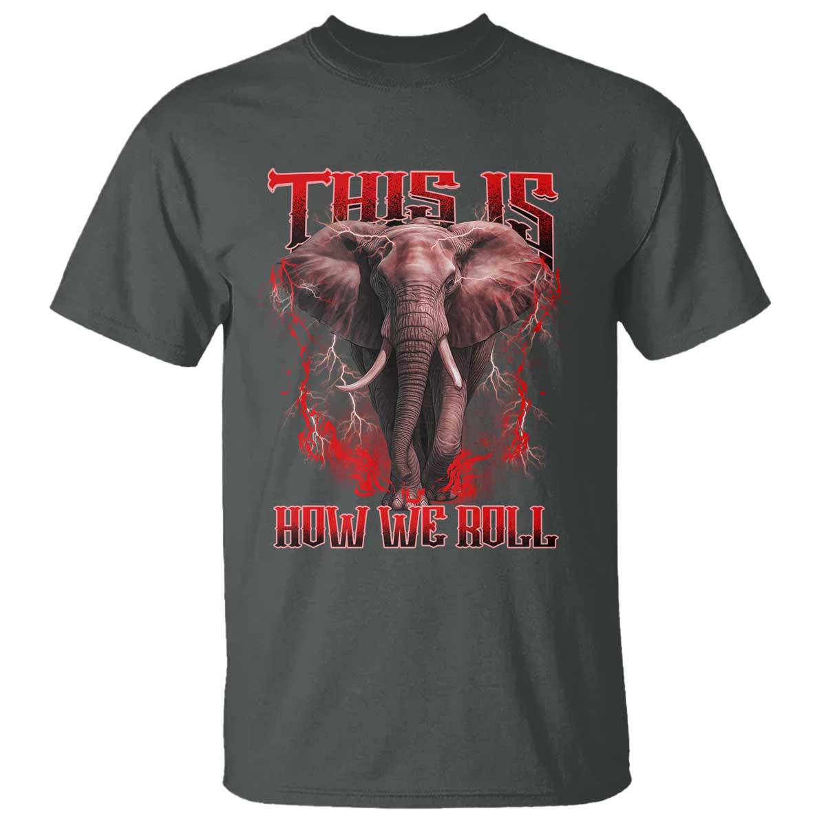 Alabama Fan T Shirt This Is How We Roll Bama Mascot Game Day TS10 Dark Heather Print Your Wear