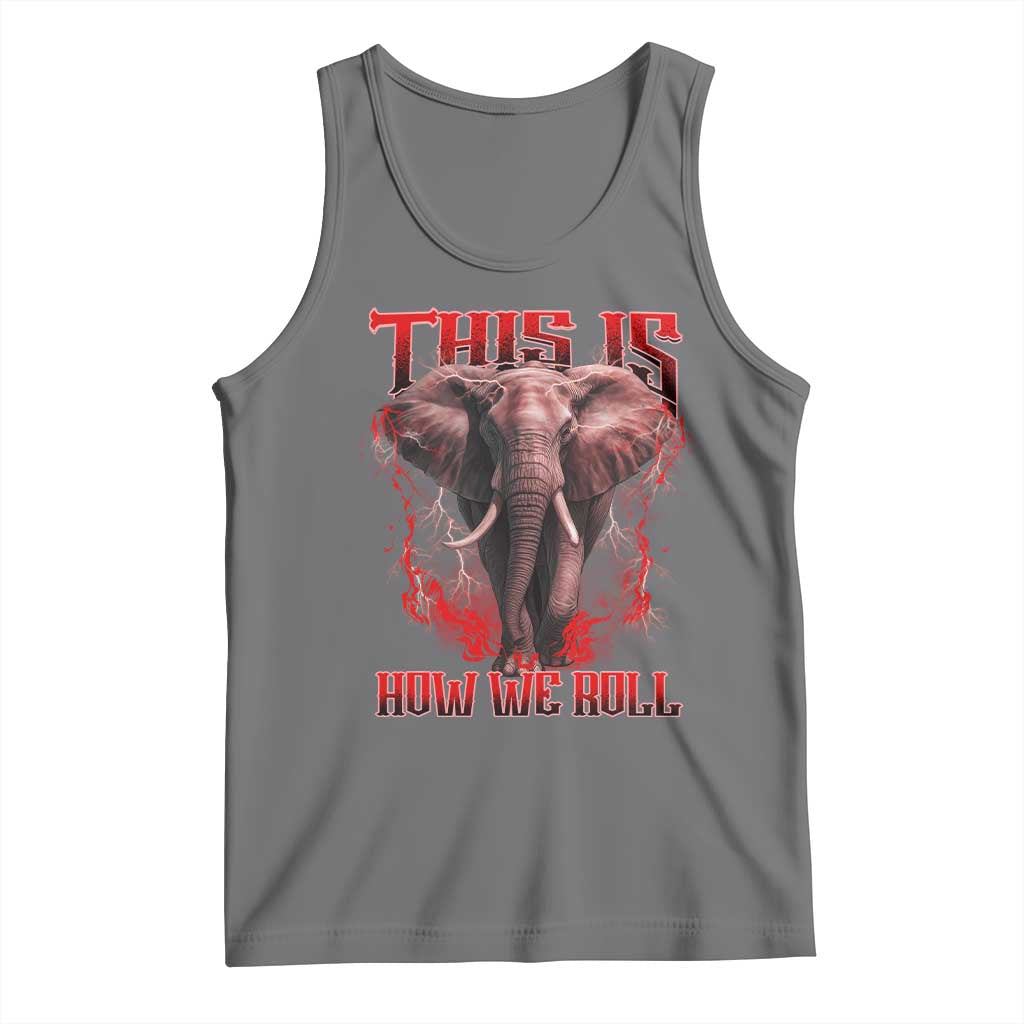 Alabama Fan Tank Top This Is How We Roll Bama Mascot Game Day TS10 Black Heather Print Your Wear