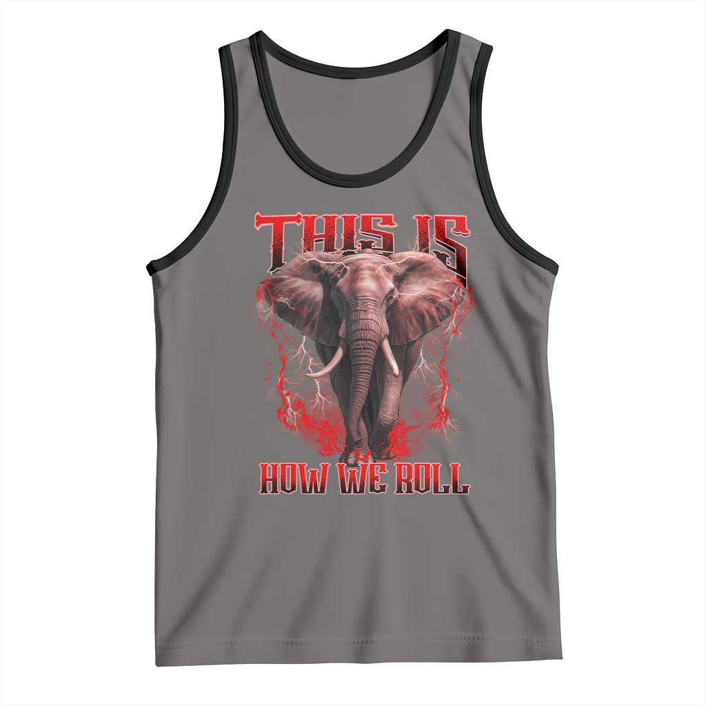 Alabama Fan Tank Top This Is How We Roll Bama Mascot Game Day TS10 Deep Heather Black Print Your Wear